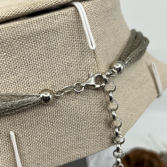 Ross Simons 925 Sterling Silver Mesh Necklace With Beaded Accents - Picture 8 of 17